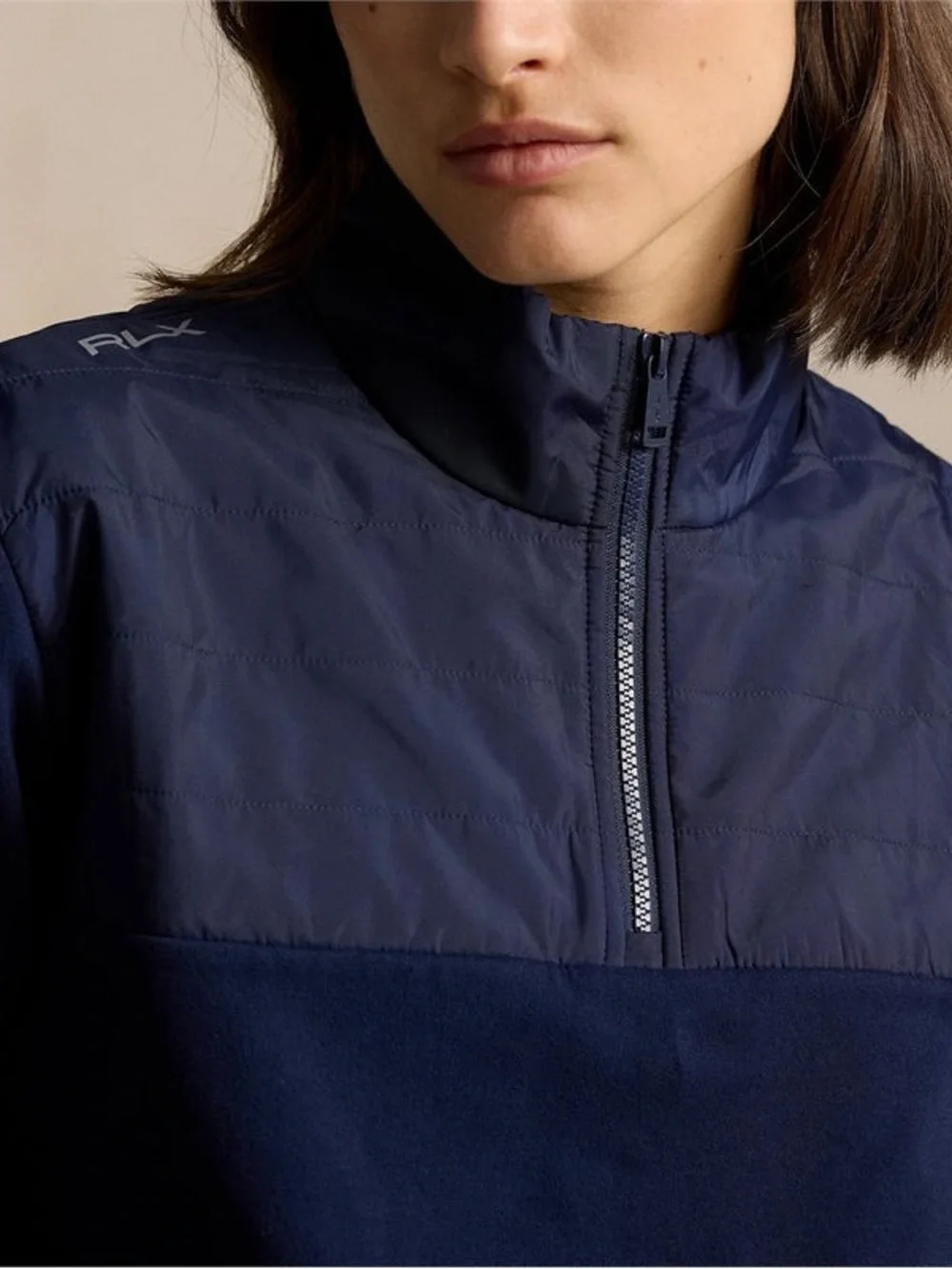 Ralph Lauren RLX Golf Quilted Panel Fleece Pullover Navy 1/4 Zip Size Small NWT
